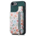 For iPhone 6 / 6s Retro Painted Zipper Wallet Back Phone Case(Green)