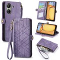 For Xiaomi Redmi 13C Geometric Zipper Wallet Side Buckle Leather Phone Case(Purple)