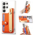 For Samsung Galaxy S23 Ultra 5G Multi-functional Wristband Card Wallet Transparent Phone Case(Orange