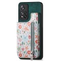 For Redmi Note 12 Turbo Retro Painted Zipper Wallet Back Phone Case(Green)