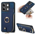 For Xiaomi Redmi Note 13 Cross Leather Ring Vertical Zipper Wallet Back Phone Case(Blue)