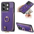 For Xiaomi Redmi Note 13 Cross Leather Ring Vertical Zipper Wallet Back Phone Case(Purple)