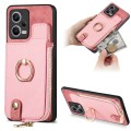 For Xiaomi Redmi Note 12 Pro 5G Cross Leather Ring Vertical Zipper Wallet Back Phone Case(Pink)