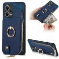 For Xiaomi Redmi Note 12 Pro 5G Cross Leather Ring Vertical Zipper Wallet Back Phone Case(Blue)