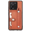 For Xiaomi 13T / 13T Pro Wristband Kickstand Card Wallet Back Phone Case with Tool Knife(Brown)