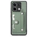 For Xiaomi Redmi Note 13 Pro Wristband Kickstand Card Wallet Back Phone Case with Tool Knife(Green)