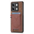 For Xiaomi Redmi Note 13 Denim Texture Leather Skin Phone Case with Card Slot(Brown)