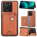 For Xiaomi 13T / 13T Pro Card Wallet Kickstand Back Phone Case with Tool Knife(Brown)