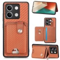For Xiaomi Redmi Note 13 Card Wallet Kickstand Back Phone Case with Tool Knife(Brown)