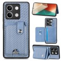 For Xiaomi Redmi Note 13 Card Wallet Kickstand Back Phone Case with Tool Knife(Blue)