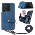 For Xiaomi 13T / 13T Pro Crossbody Multi-function Zipper Wallet Phone Case(Blue)