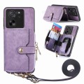 For Xiaomi 13T / 13T Pro Crossbody Multi-function Zipper Wallet Phone Case(Purple)