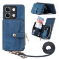 For Xiaomi Redmi Note 13 Crossbody Multi-function Zipper Wallet Phone Case(Blue)