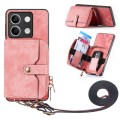 For Xiaomi Redmi Note 13 Crossbody Multi-function Zipper Wallet Phone Case(Pink)