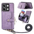 For Xiaomi Redmi Note 13 Crossbody Multi-function Zipper Wallet Phone Case(Purple)