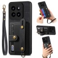 For Xiaomi 14 Pro Retro Cross Wristband Wallet Leather Back Phone Case(Black)