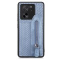 For Xiaomi 13T / 13T Pro Carbon Fiber Flip Zipper Wallet Phone Case(Blue)