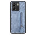 For Xiaomi  Redmi 13C Carbon Fiber Flip Zipper Wallet Phone Case(Blue)