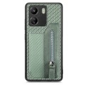 For Xiaomi  Redmi 13C Carbon Fiber Flip Zipper Wallet Phone Case(Green)