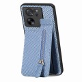 For Xiaomi 13T / 13T Pro Carbon Fiber Vertical Flip Zipper Phone Case(Blue)