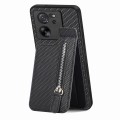 For Xiaomi 13T / 13T Pro Carbon Fiber Vertical Flip Zipper Phone Case(Black)