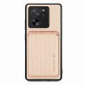 For Xiaomi 13T / 13T Pro Carbon Fiber Leather Card Magnetic Phone Case(Apricot)