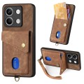 ForXiaomi Redmi Note 13 Retro Card Wallet Fold Leather Phone Case with Strap(Brown)
