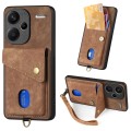 For Xiaomi Redmi Note 13 Pro+ Retro Card Wallet Fold Leather Phone Case with Strap(Brown)