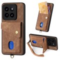 For Xiaomi 14 Pro Retro Card Wallet Fold Leather Phone Case with Strap(Brown)