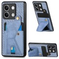 For Xiaomi Redmi Note 13 Carbon Fiber Wallet Flip Card K-shaped Holder Phone Case(Blue)