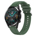 For Huawei Watch GT 42mm / 46mm Tire Pattern Silver Buckle Silicone Watch Band(Hu Yang Green)