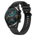 For Huawei Watch GT 42mm / 46mm Tire Pattern Silver Buckle Silicone Watch Band(Black)