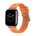 For Apple Watch Series 8 45mm H Texture Soft Silicone Buckle Watch Band(Orange)