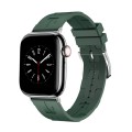 For Apple Watch Series 6 40mm H Texture Soft Silicone Buckle Watch Band(Dark Green)