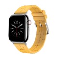 For Apple Watch Series 6 44mm H Texture Soft Silicone Buckle Watch Band(Yellow)