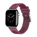 For Apple Watch Series 5 44mm H Texture Soft Silicone Buckle Watch Band(Wine)