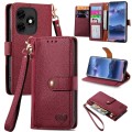 For Itel S23+ Love Zipper Lanyard Leather Phone Case(Red)