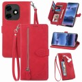For Itel S23+ Embossed Flower Zipper Leather Phone Case(Red)