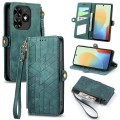 For Tecno Spark Go 2024 Geometric Zipper Wallet Side Buckle Leather Phone Case(Green)