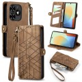 For Tecno Spark Go 2024 Geometric Zipper Wallet Side Buckle Leather Phone Case(Brown)