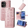 For Tecno Itel S23+ Cat and Dog Embossed Leather Phone Case(Rose  Gold)