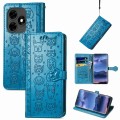 For Tecno Itel S23+ Cat and Dog Embossed Leather Phone Case(Blue)