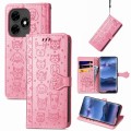 For Tecno Itel S23+ Cat and Dog Embossed Leather Phone Case(Pink)