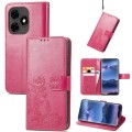 For Tecno Itel S23+ Four-leaf Clasp Embossed Buckle Leather Phone Case(Red)