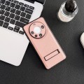 For Huawei Mate 60 Litchi Texture Fold Holder Shockproof Phone Case(Pink)