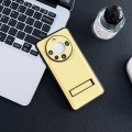 For Huawei Mate 60 Litchi Texture Fold Holder Shockproof Phone Case(Yellow)