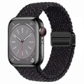 For Apple Watch SE 2023 44mm Nylon Woven Magnetic Fold Buckle Watch Band(Starry Black)