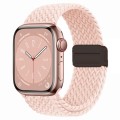 For Apple Watch SE 2023 44mm Nylon Woven Magnetic Fold Buckle Watch Band(Pink)