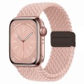 For Apple Watch SE 2023 44mm Nylon Woven Magnetic Fold Buckle Watch Band(Milk Tea Color)