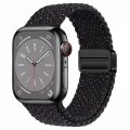 For  Apple Watch SE 2023 40mm Nylon Woven Magnetic Fold Buckle Watch Band(Starry Black)